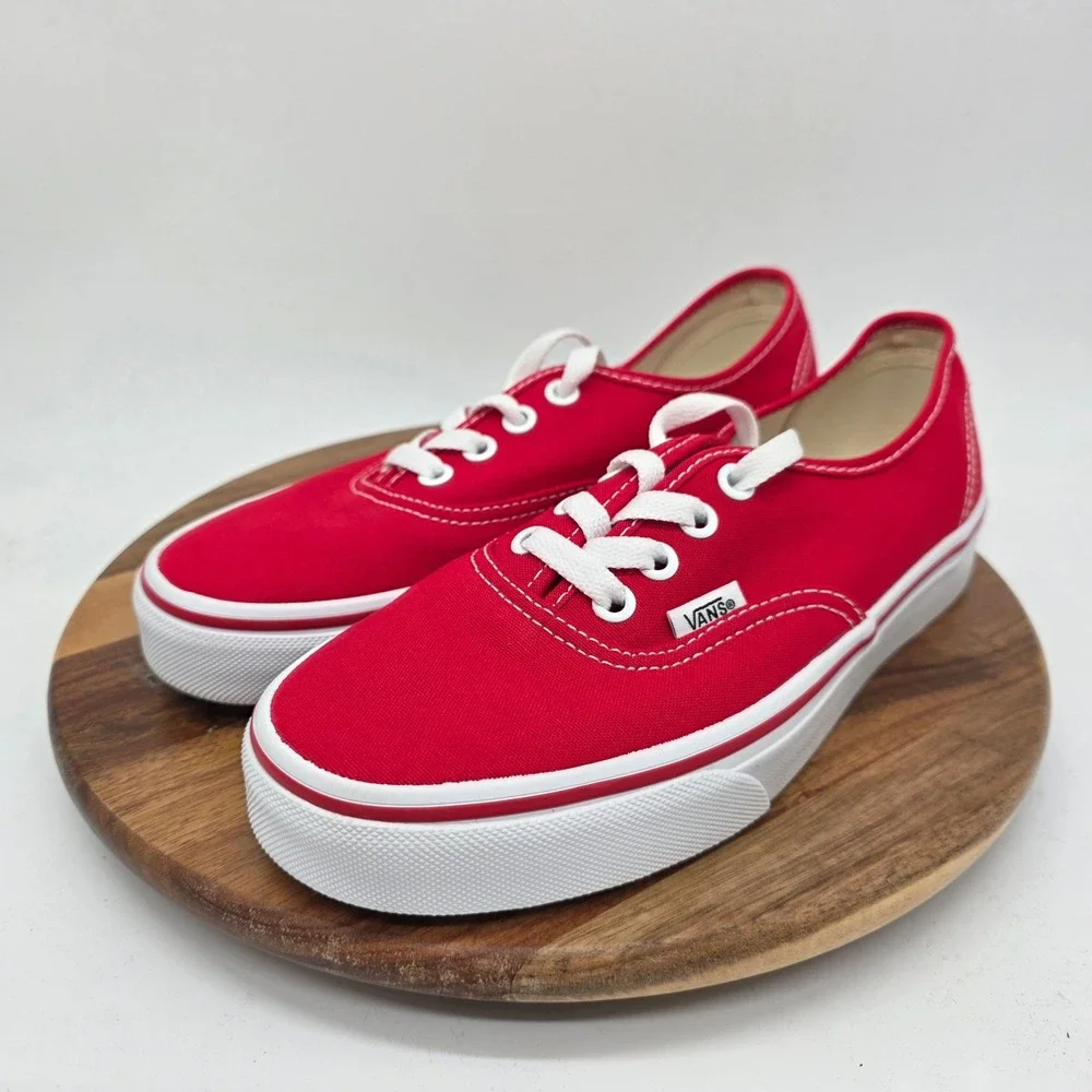 Vans Authentic Red Canvas Low Top Sneakers VN000EE3RED Men's 5 Women's 6.5 New